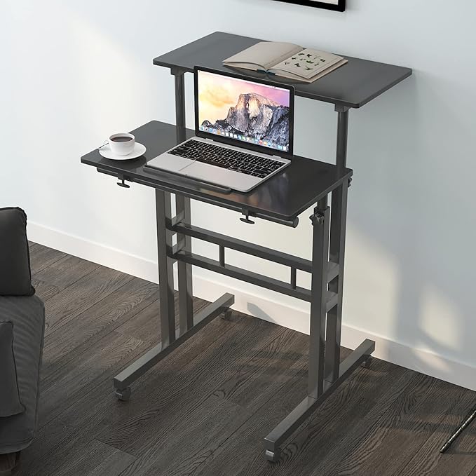 soges 23.6inches Height Adjustable Desk Laptop Desk on The Wheels, Rolling - Image 6