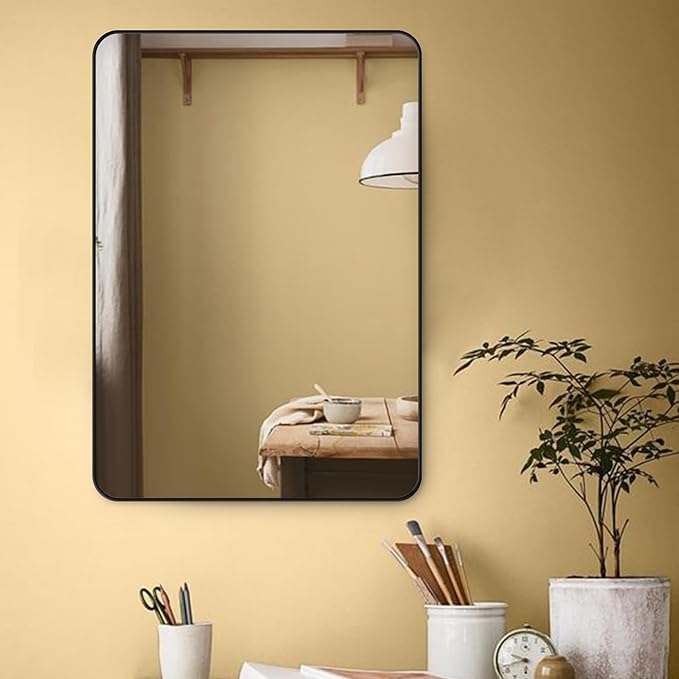 Black Bathroom Mirror, Rectangle 20 x 30 Inch Vanity Wall Mirror, Modern Mirror - Image 5
