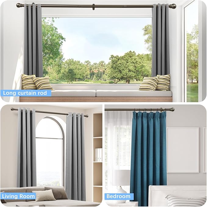 Curtain Rods for Windows 16 to 76 Inches, Curtain Rod Max Adjustable Length of - Image 6
