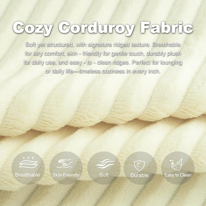 Giant Bean Bag Chair for Adults, Corduroy Chaise Lounge - Image 9