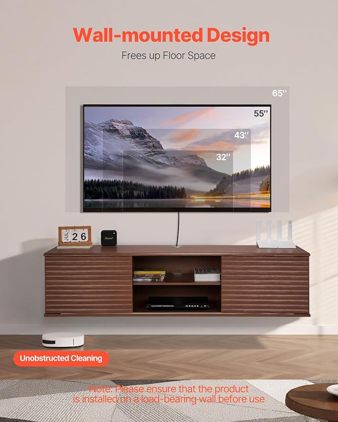 VEVOR Floating TV Stand, 2 Tiers Floating TV Shelf - Image 2