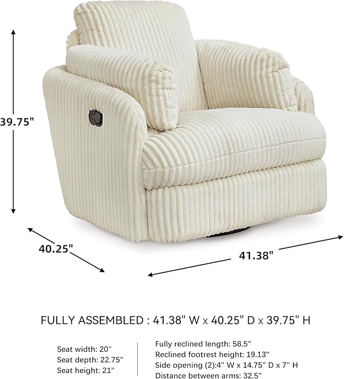 Signature Design by Ashley Tie-Breaker Contemporary Manual Press-Back Swivel - Image 3