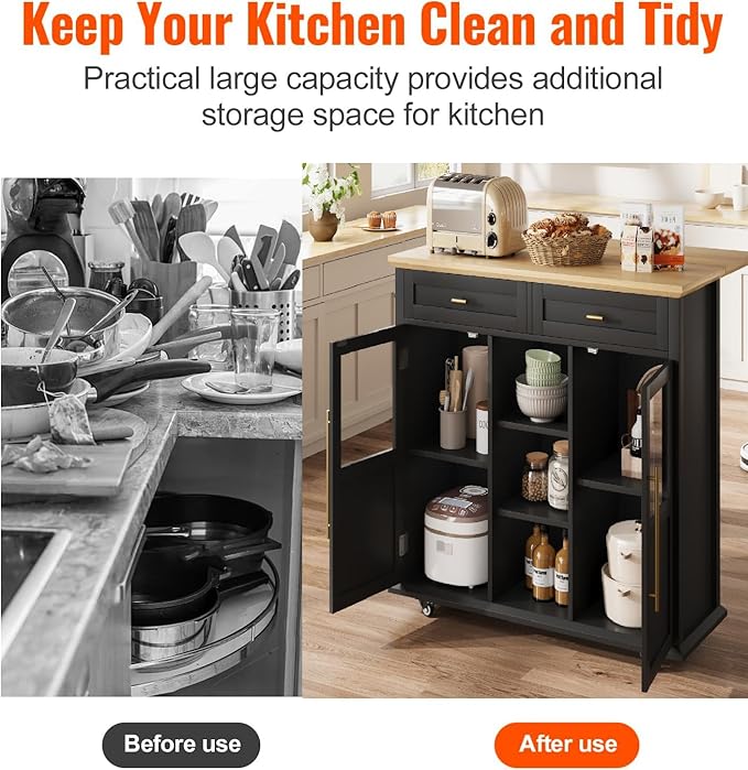 Mobile Modern Storage Island, Rolling Kitchen Island - Image 5