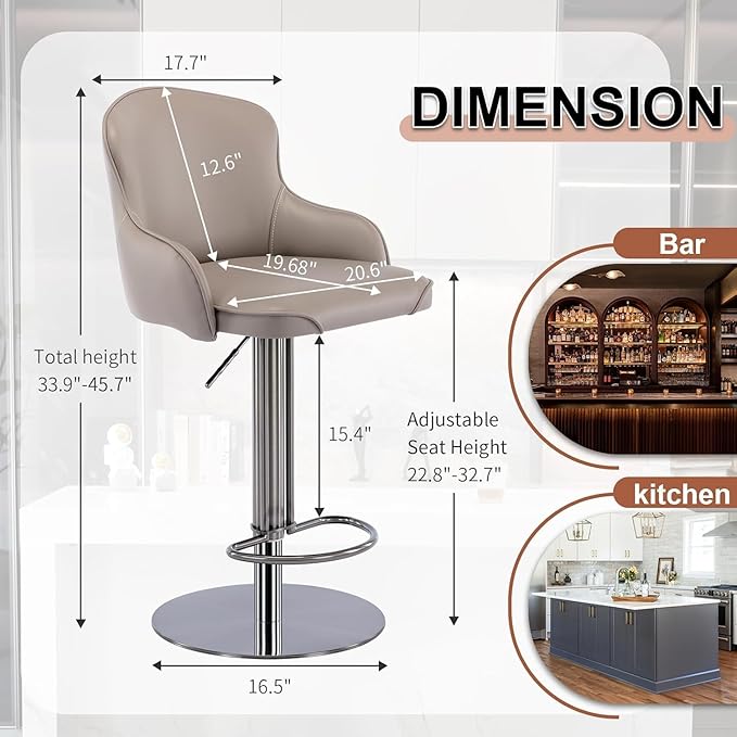 Black Titanium Stainless Steel Bar Stools, Grade Modern Leather Bar Chair - Image 3