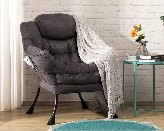 HollyHOME Modern Fabric Large Lazy Chair, Accent Oversized Comfy Reading Chair - Image 2
