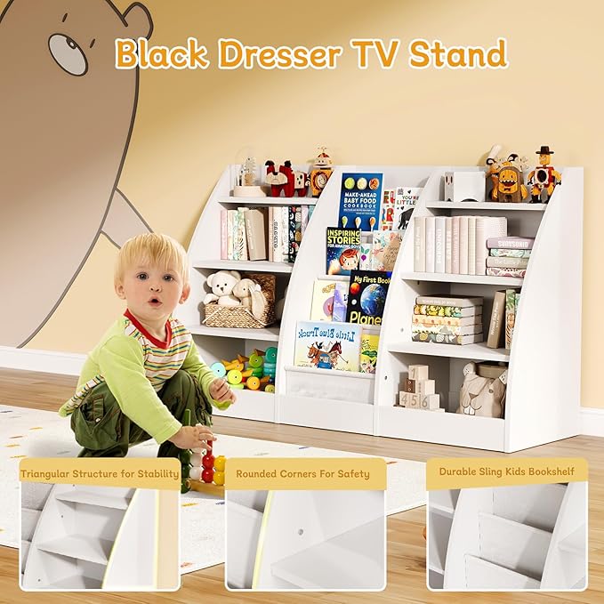 4 Tier Kids Bookshelf, 4 Layer Sling Kids Book Shelf - Image 4