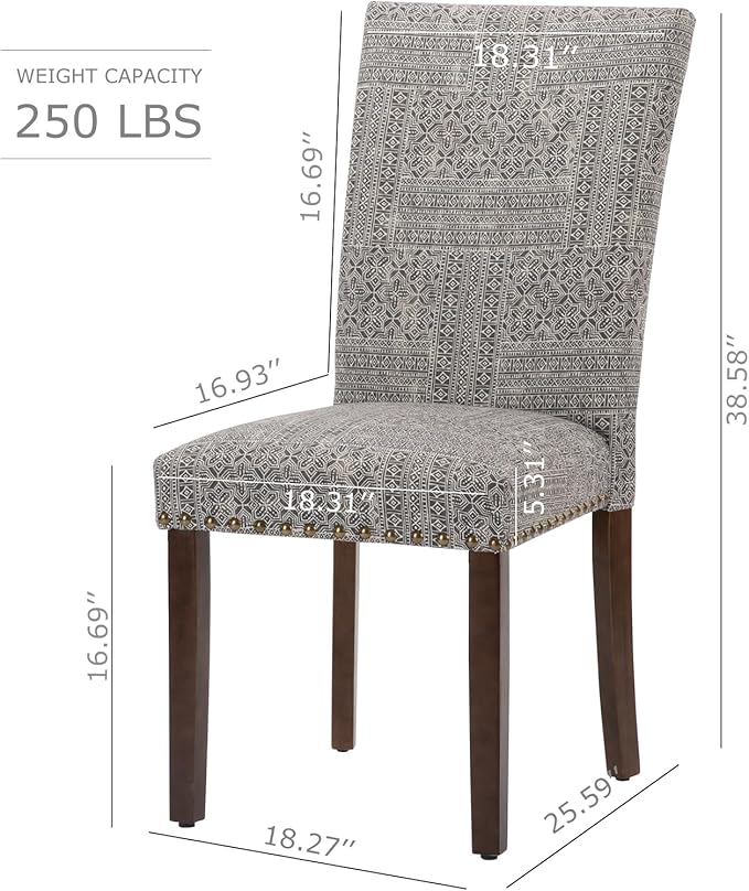 COLAMY Upholstered Parsons Dining Chairs Set of 2, Fabric Dining Room Kitchen - Image 3