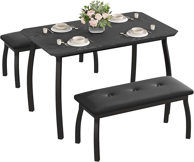 3 Piece Farmhouse Dining Table Set by SLEKVERSA