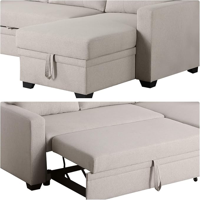 L-Shape Sofa Bed, Pull Out Sleeper Sofa - Image 3
