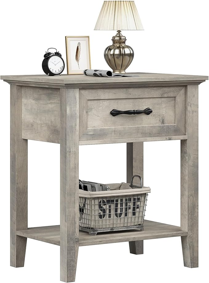 IDEALHOUSE Grey Nightstand, End Table by IDEALHOUSE