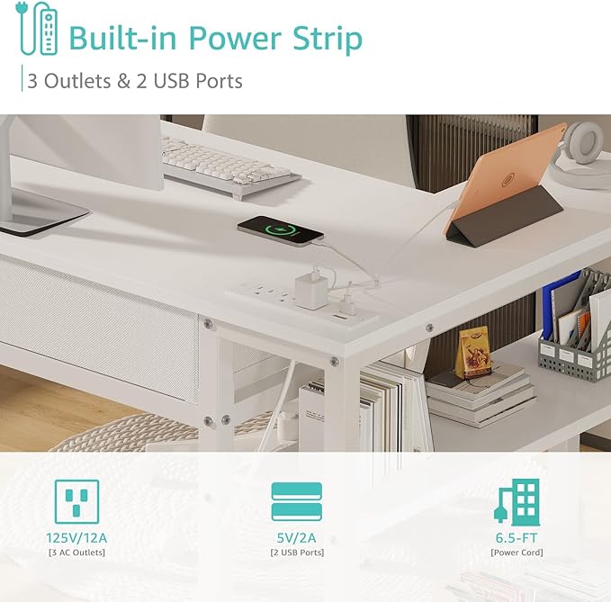 DLisiting Small White L Shaped Desk - Image 6