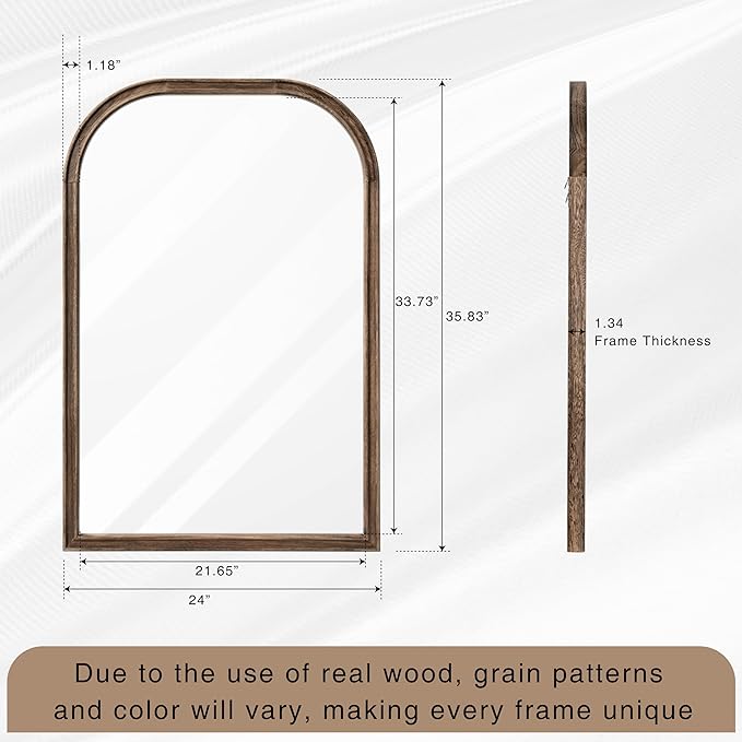 24"x36" Solid Wood Bathroom Mirror Tempered Glass - Image 6