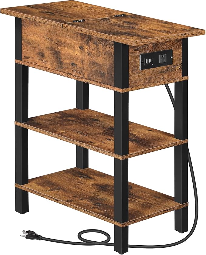 HOOBRO End Table with Charging Station, Flip Top Side Table with USB Ports by HOOBRO