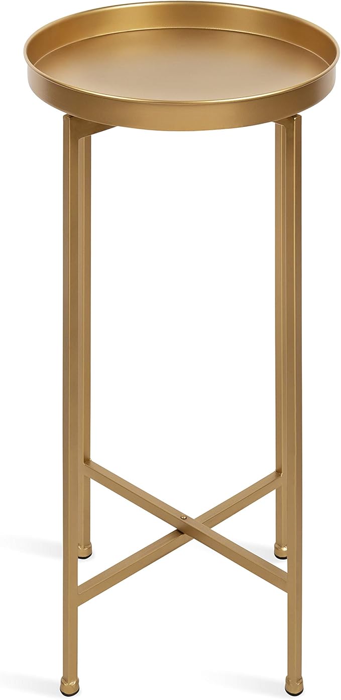 Kate and Laurel Celia Round Metal Foldable Accent Table - Image 4