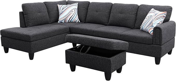 L Shaped Sectional Couch with Otttoman, Apartments - Image 5