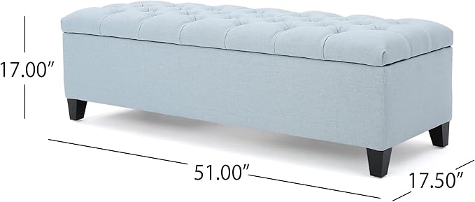 Christopher Knight Home Ottilie Fabric Storage Ottoman, Light Sky, Dimensions: - Image 3