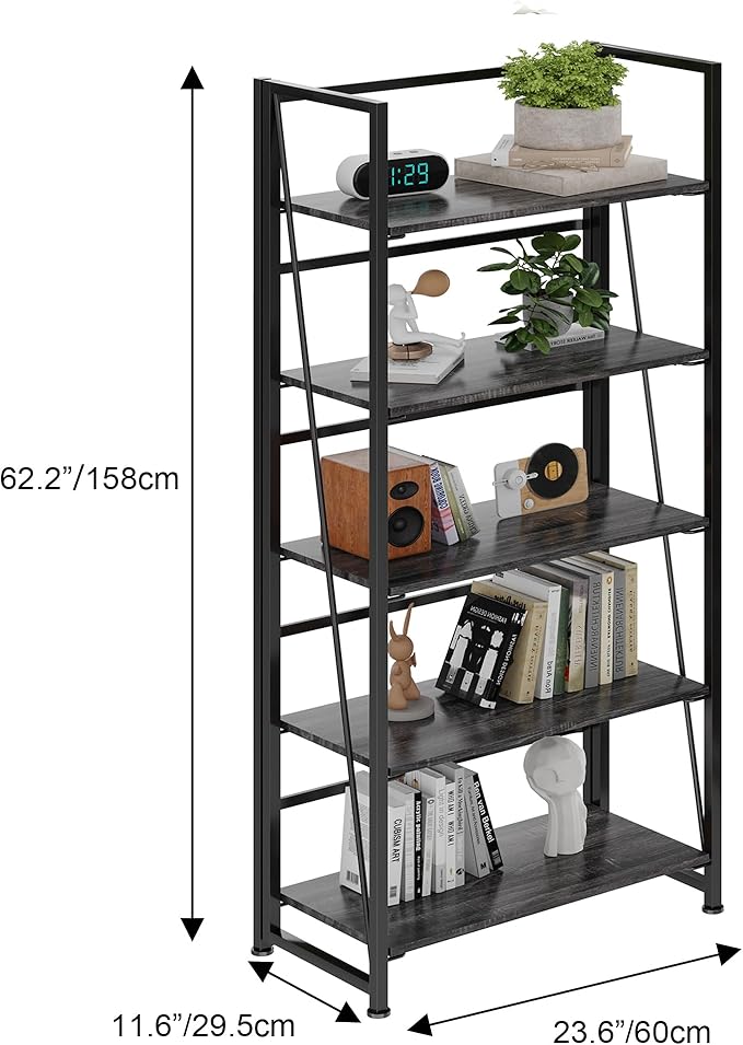 BHG Vintage Multifunctional Folding Bookshelf, No-Assembly Plant Stand Storage - Image 3