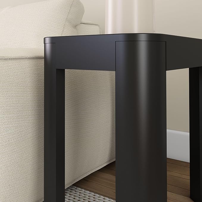 Plank+Beam Modern Rounded Rectangular Side Table, Solid Wood End Table - Image 5