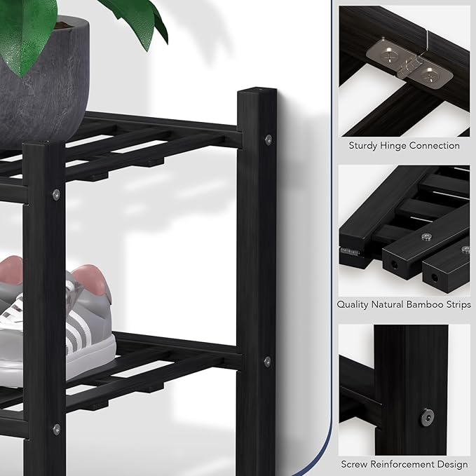 Haddockway Large 3 Tier Bamboo Shoe Rack Storage Organizer, Small Space - Image 4