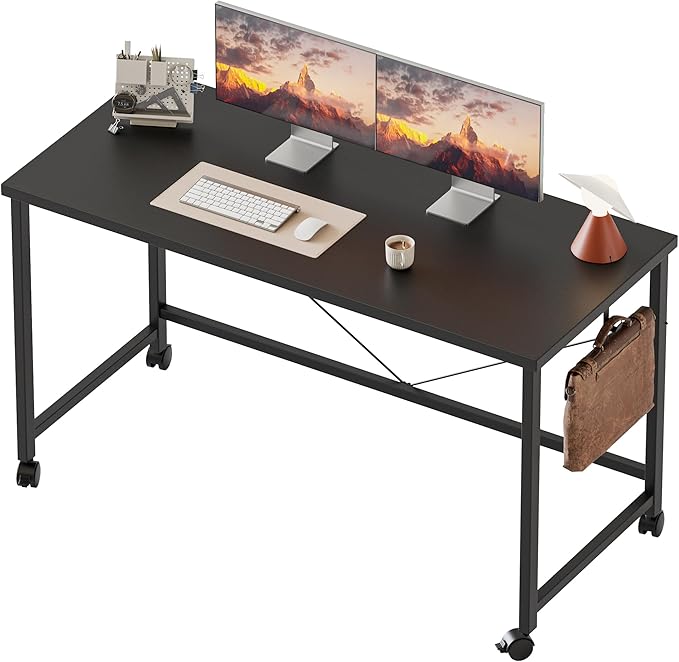 Rolling Computer Desk with Wheels, Gaming Desk by MERICONIA