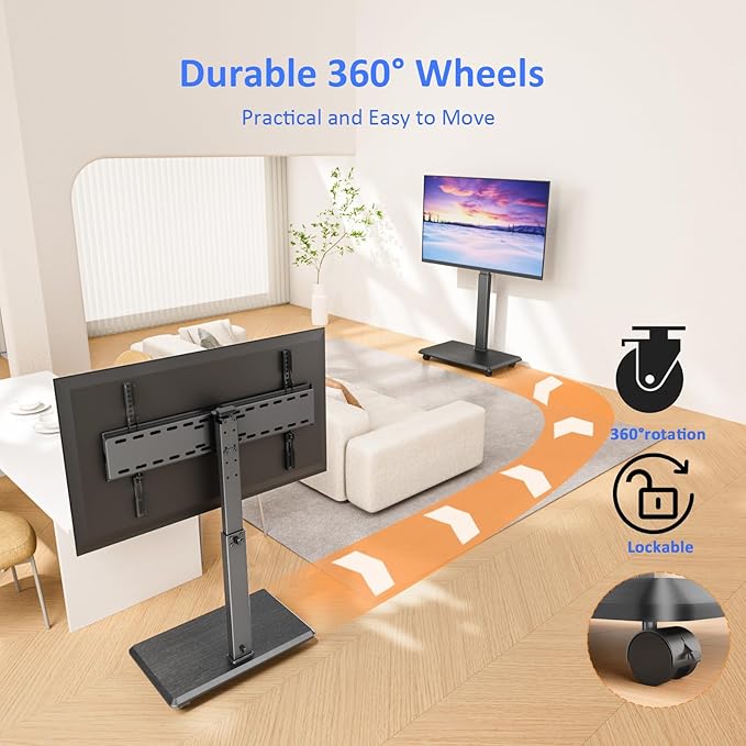 Rolling TV Stand, Portable Mobile TV Stand - Image 3