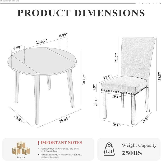 COLAMY 5-Piece Extendable Dining Table Set - Image 2