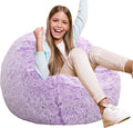 Fluffy Bean Bag Chair for Kids, 2.5FT Round Memory Foam Filled Bean Bag for by Unknown
