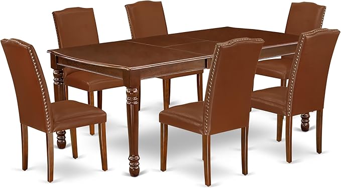East West Furniture DOEN7-MAH-66 7 Piece Dining Table Set Consist of a by EastWestFurniture