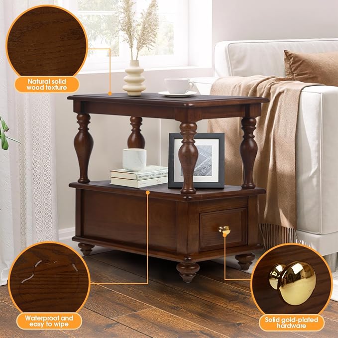 Narrow End Table with 1 Drawer and 2 Hidden Compartments - Image 5