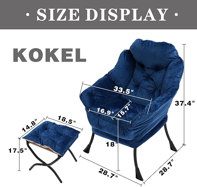 Lazy Chair with Folding Ottoman, Living Room Chairs, Accent Contemporary Lounge - Image 3