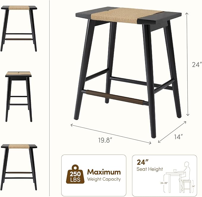 Thor Wicker Counter Height Wooden Counter Stool - Image 2