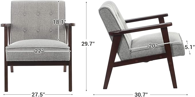 SONGMICS Accent Leisure Chair, Mid-Century Modern Arm Chair - Image 3