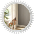 ULIKE Round Wood Mirror, 24 Inch Rustic Farmhouse Circle Mirror by ULIKE