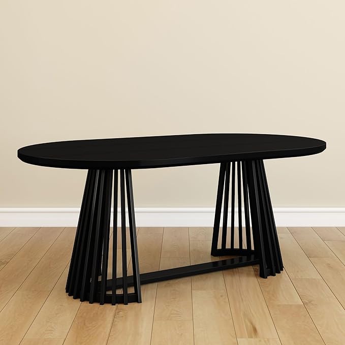 Plank+Beam Lido Oval Dining Table, Round Wooden Minimalist Kitchen Table fits 4 - Image 8