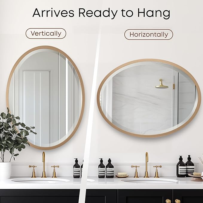OVALCREST - Oval Wooden Beveled Wall Mirror - Image 4