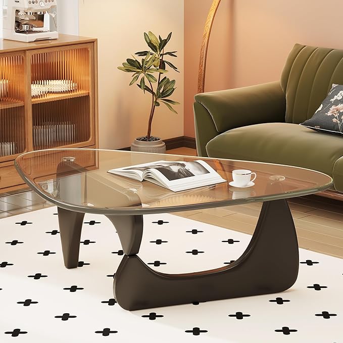 Glass Coffee Table for Living Room Mid Century Modern Triangle Center Table - Image 8