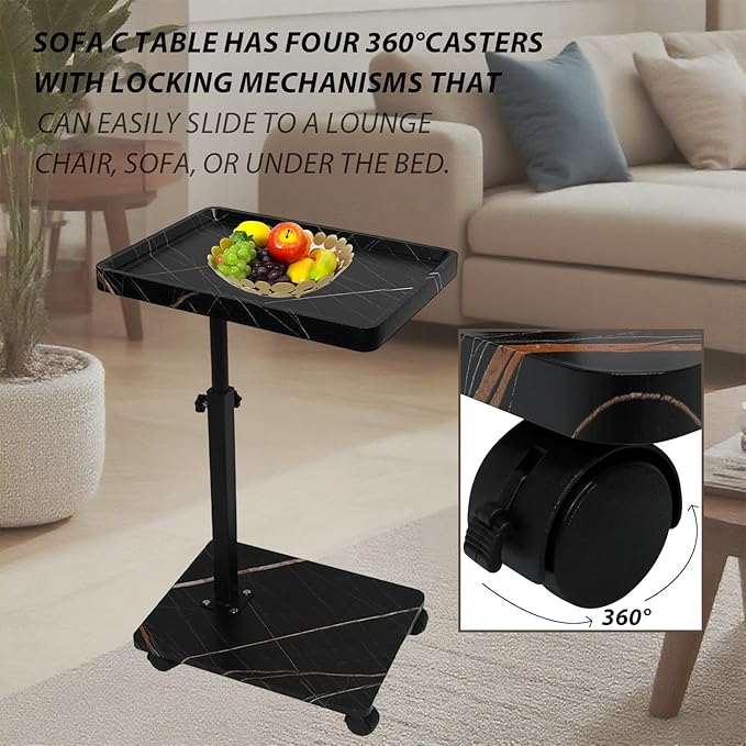 Simcat C Table End Table Adjustable Height, C Shaped Side Table - Image 5