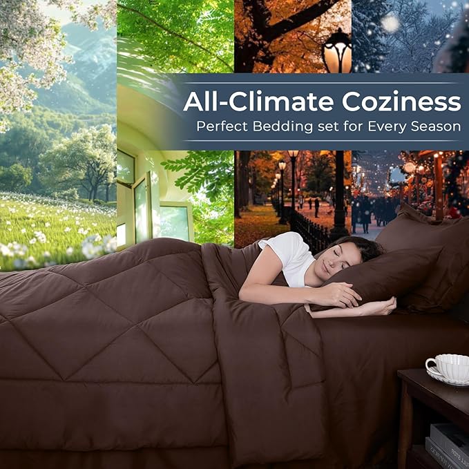 HEVUMYI Brown Cali-King Comforter Set - Image 3