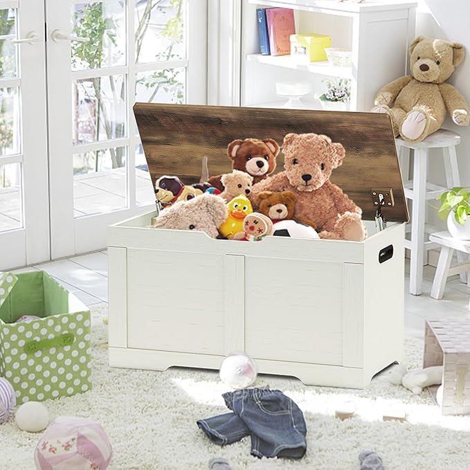 31.5" Storage Chest, Wooden Storage Bench, Lift Top Toy Chest - Image 2
