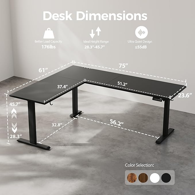Agilestic 75 Inch L Shaped Standing Desk Adjustable Height, Corner Standing Desk - Image 2