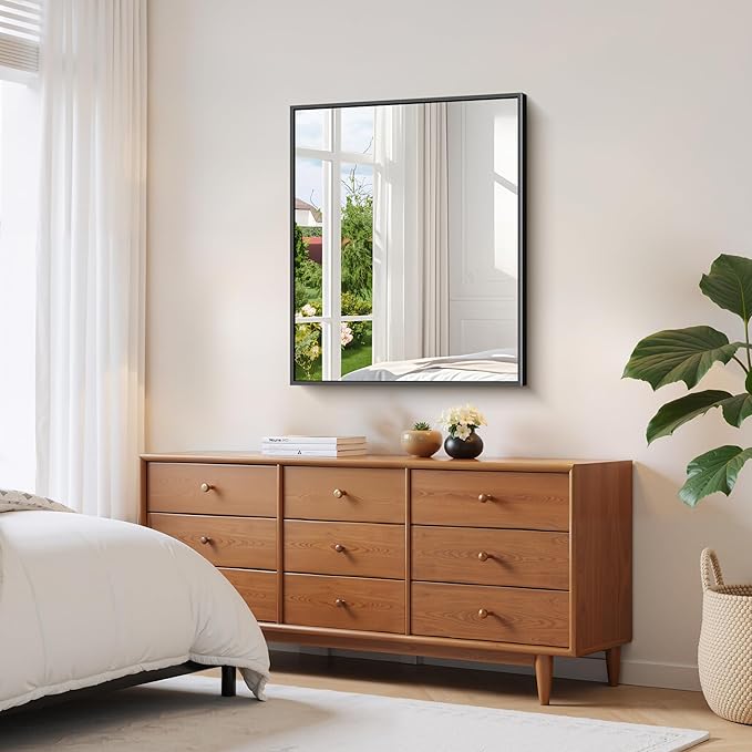 YIROMAN Bathroom Mirror 30"x36", Matte Black Bathroom Mirror - Image 4