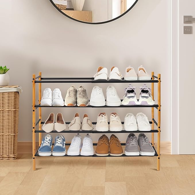 STORAGE MANIAC Expandable Shoe Rack, 12 Pairs Stackable Small Shoe Rack - Image 8