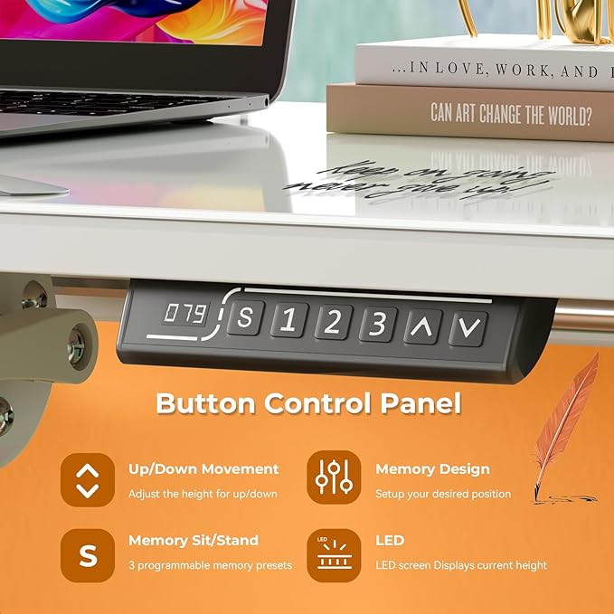 35inch Glass Standing Desk，90° Tiltable Mobile Rising Desk Height - Image 9