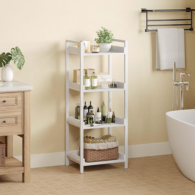 Rolanstar Bookshelf, 4-Tier Storage Rack, Narrow Corner Bookshelf, Display - Image 6