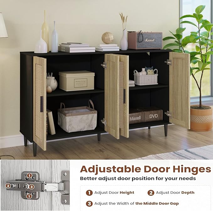 Black Buffet Sideboard, Kitchen Storage Cabinet - Image 3