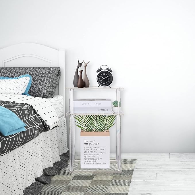 HMYHUM Clear Acrylic Side Table, 3-Tier End Table - Image 7