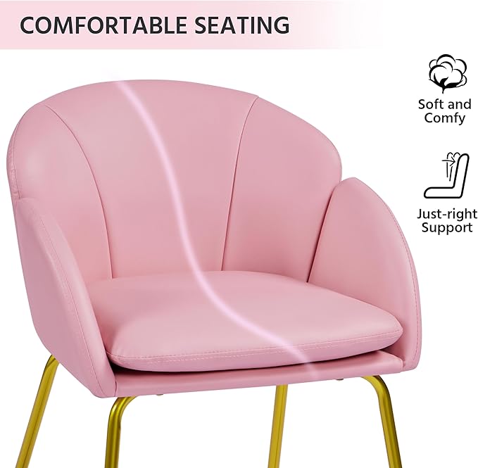 Yaheetech Modern PU Leather Armchair, Flower Shaped Makeup Chair Vanity Chair - Image 8
