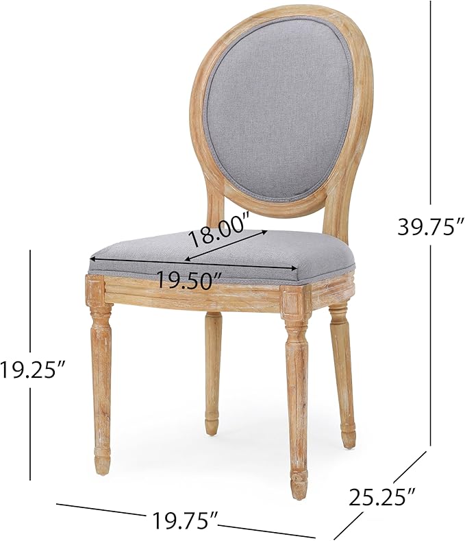 Christopher Knight Home Phinnaeus Fabric Dining Chairs, 2-Pcs Set, Light Grey - Image 3