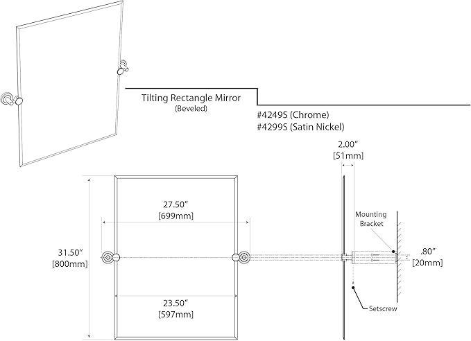 Gatco 4299S Latitude II Rectangle Mirror, Satin Nickel, 31.5 Inch, Frameless - Image 8