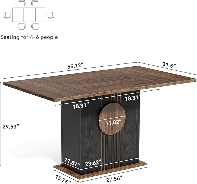 LITTLE TREE Rectangle Dining Table, Modern Kitchen Table Set - Image 3